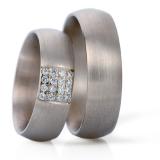 Marrying 585 Graugold, 6,50 mm Breite, seidenmatt, 16 Brillanten 0,16 ct. TW/SI,